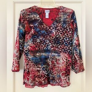 Chico’s Double Layer Reversible Print Blouse 1 (M)